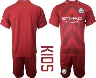 Replika Otroški nogometni dresi kompleti Manchester City Vratar Gostujoči 2023 Kratek Rokav + Kratke hlače