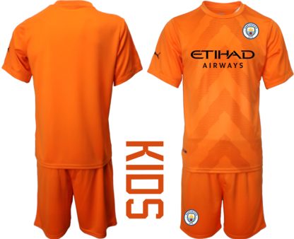 Replika Otroški nogometni dresi kompleti Manchester City Vratar Gostujoči 22-23 Kratek Rokav + Kratke hlače