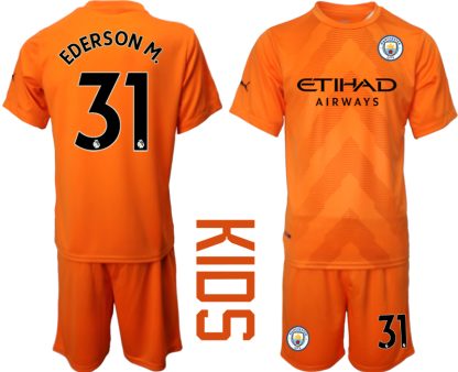 Replika Otroški nogometni dresi kompleti Manchester City Vratar Gostujoči 22-23 Kratek Rokav + Kratke hlače EDERSON M.31