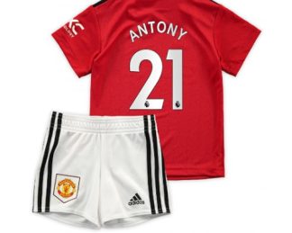 Replika Otroški nogometni dresi kompleti Manchester United Domači 2022-23 Kratek Rokav + Kratke hlače Antony 21