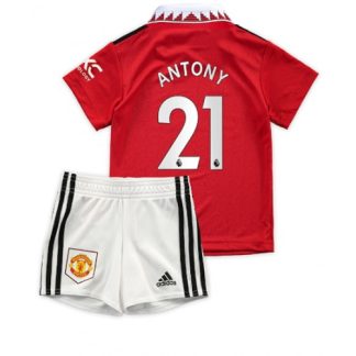 Replika Otroški nogometni dresi kompleti Manchester United Domači 2022-23 Kratek Rokav + Kratke hlače Antony 21