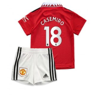 Replika Otroški nogometni dresi kompleti Manchester United Domači 2022-23 Kratek Rokav + Kratke hlače Casemiro 18