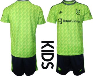 Replika Otroški nogometni dresi kompleti Manchester United Tretji 2023 Kratek Rokav + Kratke hlače