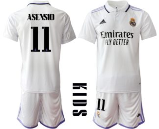 Replika Otroški nogometni dresi kompleti Real Madrid Domači 2023 Kratek Rokav + Kratke hlače ASENSIO 11