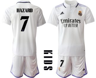 Replika Otroški nogometni dresi kompleti Real Madrid Domači 2023 Kratek Rokav + Kratke hlače HAZARD 7