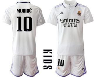 Replika Otroški nogometni dresi kompleti Real Madrid Domači 2023 Kratek Rokav + Kratke hlače MODRIĆ 10