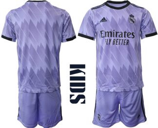 Replika Otroški nogometni dresi kompleti Real Madrid Gostujoči 2023 Kratek Rokav + Kratke hlače