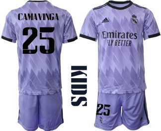 Replika Otroški nogometni dresi kompleti Real Madrid Gostujoči 2023 Kratek Rokav + Kratke hlače CAMAVNGA 25