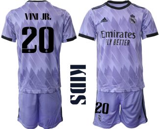 Replika Otroški nogometni dresi kompleti Real Madrid Gostujoči 2023 Kratek Rokav + Kratke hlače VIN JR. 20