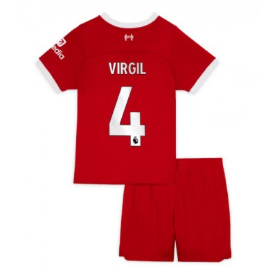 Nogometni dresi kompleti za otroke Liverpool Domači 2023-24 Kratek Rokav + Kratke hlače VIRGIL van Dijk 4