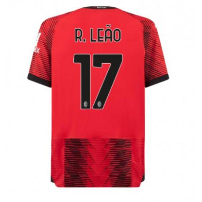Replika Moški nogometni dresi kompleti AC Milan Domači 2023-24 Kratek Rokav Rafael Leao 17
