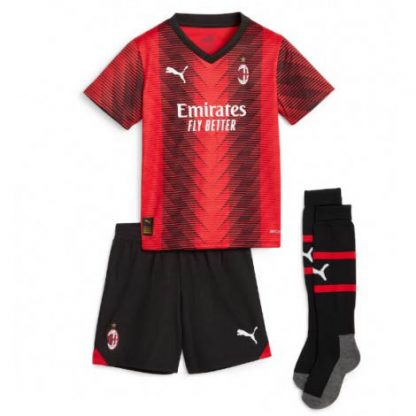 Replika Otroški nogometni dresi kompleti AC Milan Domači 2023-24 Kratek Rokav + Kratke hlače Rafael Leao 17-1