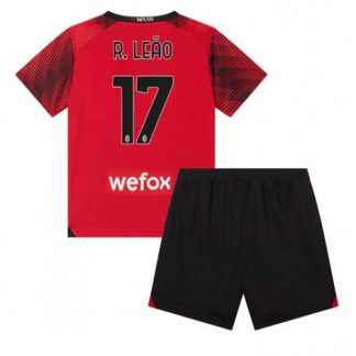Replika Otroški nogometni dresi kompleti AC Milan Domači 2023-24 Kratek Rokav + Kratke hlače Rafael Leao 17