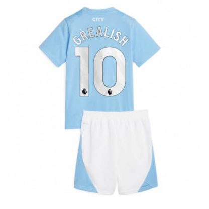 Replika Otroški nogometni dresi kompleti Manchester City Domači 2023-24 Kratek Rokav + Kratke hlače Jack Grealish 10