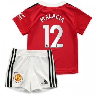Replika Otroški nogometni dresi kompleti Manchester United Domači 2022-23 Kratek Rokav + Kratke hlače Malacia 12
