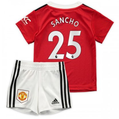 Replika Otroški nogometni dresi kompleti Manchester United Domači 2022-23 Kratek Rokav + Kratke hlače Sancho 25