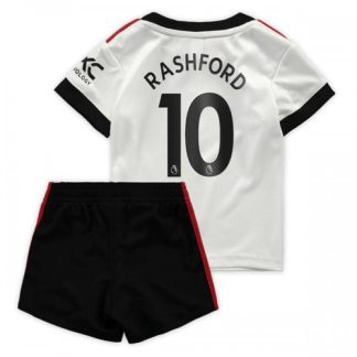 Replika Otroški nogometni dresi kompleti Manchester United Gostujoči 22-23 Kratek Rokav + Kratke hlače Rashford 10