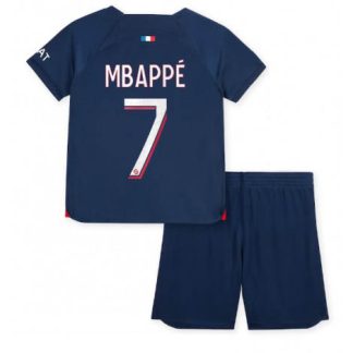Replika Otroški nogometni dresi kompleti Paris Saint-Germain PSG Domači 23-24 Kylian Mbappe 7