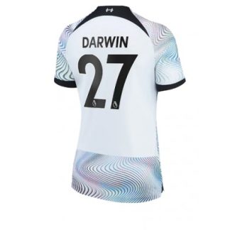 Replika Ženski nogometni dresi kompleti Liverpool Gostujoči 2022-23 Kratek Rokav Darwin Nunez 27
