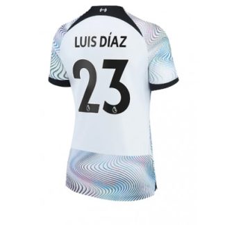Replika Ženski nogometni dresi kompleti Liverpool Gostujoči 2022-23 Kratek Rokav Luis Diaz 23