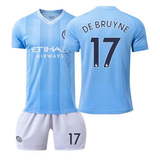 Moški Nogometni dresi Manchester City Domači 2023-24 Kratek Rokav Kratke hlače dresi tisk DE BRUYNE 17