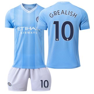 Moški Nogometni dresi Manchester City Domači 2023-24 Kratek Rokav Kratke hlače dresi tisk GREALISH 10