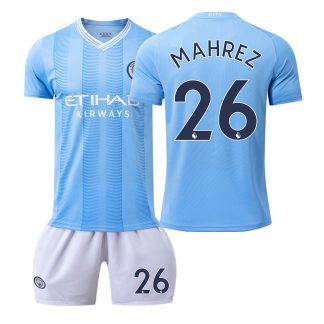 Novo Moški Nogometni dresi Manchester City Domači 2023-24 Kratek Rokav Kratke hlače dresi tisk MAHREZ 26