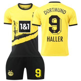 Otroški Nogometni dresi Borussia Dortmund Domači 2023-24 Kratek Rokav + Kratke hlače HALLER 9