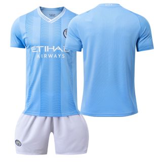 Poceni Moški Nogometni dresi Manchester City Domači 2023-24 Kratek Rokav + Kratke hlače