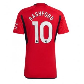 Poceni Moški Nogometni dresi Manchester United Domači Kratek rokav 2023-24 Marcus Rashford 10