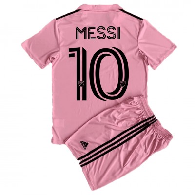Poceni Otroški Nogometni dresi Inter Miami Gostujoči 2023-24 Kratek Rokav + Kratke hlače Lionel Messi 10
