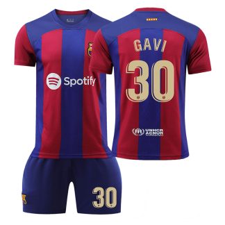 Poceni Otroški Nogometni dresi kompleti Barcelona Domači 23-24 GAVI 30