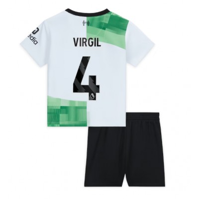 Poceni Otroški Nogometni dresi kompleti Liverpool 2023-24 Gostujoči Virgil van Dijk 4