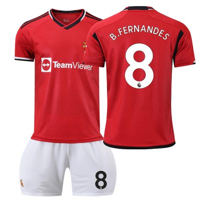 Poceni Otroški Nogometni dresi Manchester United Domači Kratek Rokav + Kratke hlače 2023-24 B.FERNANDES 8