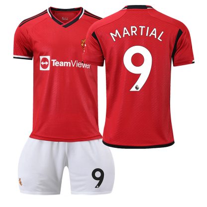 Poceni Otroški Nogometni dresi Manchester United Domači Kratek Rokav + Kratke hlače 2023-24 MARTIAL 9