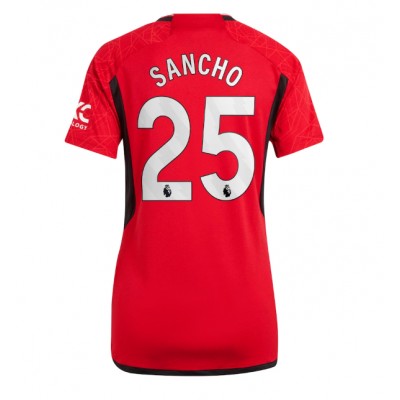 Jadon Sancho #25 Ženski Nogometni dresi Manchester United Domači 2023 2024 Kratek Rokav prodaja