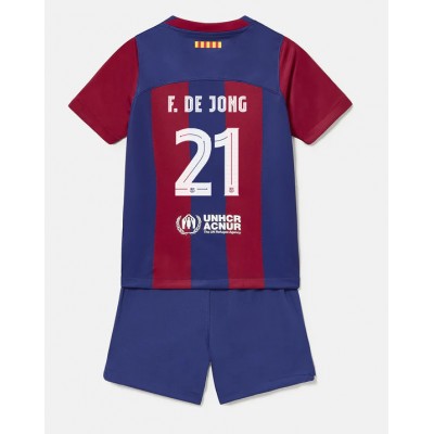 Nogometni dresi kompleti za otroke Barcelona Domači 2023-24 Frenkie de Jong 21
