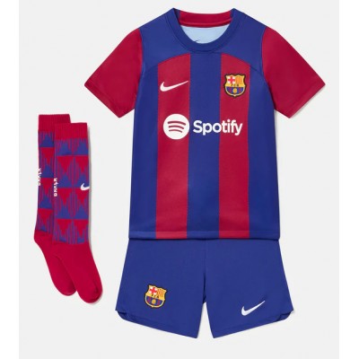 Otroški Nogometni dresi Barcelona Domači 2023-24 Kratek Rokav + Kratke hlače Robert Lewandowski 9