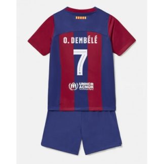 Otroški Nogometni dresi kompleti Barcelona Domači 2023-24 Kratek Rokav + Kratke hlače Ousmane Dembele 7
