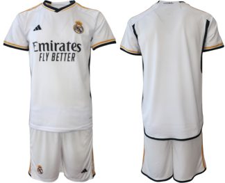 Poceni Moški Nogometni dresi Real Madrid Domači 2023-24 Kratek Rokav + Kratke hlače