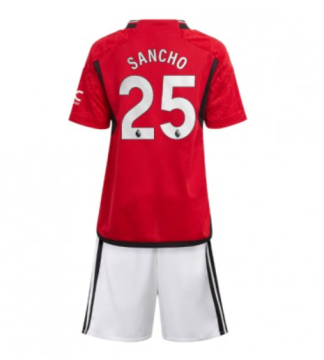 Poceni Otroški Nogometni dresi komplet Manchester United Domači 2023-24 Jadon Sancho 25