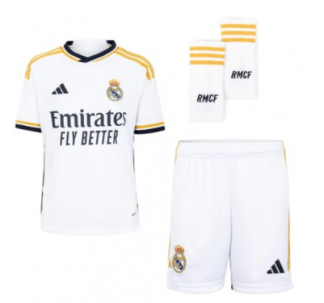 Poceni Otroški Nogometni dresi Real Madrid Domači 2023-24 Kratek Rokav + Kratke hlače z lastnim imenom