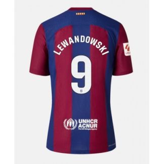 Poceni Ženski Nogometni dresi Barcelona Domači 2023-24 Kratek Rokav Robert Lewandowski 9