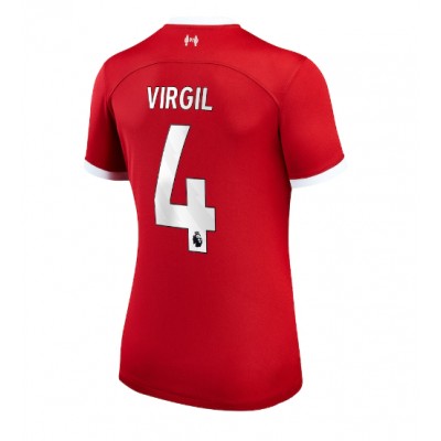 Poceni Ženski Nogometni dresi Liverpool Domači 2023-24 Kratek Rokav Virgil van Dijk 4