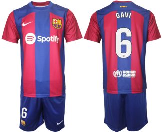 Poceni Moški Nogometni dresi Barcelona Domači 2023-24 Kratek Rokav + Kratke hlače GAVI 6