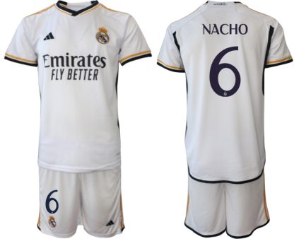 Poceni Moški Nogometni dresi kompleti Real Madrid Domači 2023-24 tisk NACHO 6