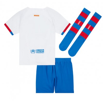Poceni Otroški Nogometni dresi Barcelona Gostujoči 2023-24 Kratek Rokav + Kratke hlače