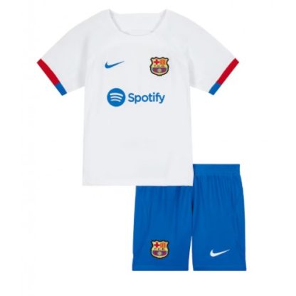 Poceni Otroški Nogometni dresi Barcelona Gostujoči 2023-24 Kratek Rokav + Kratke hlače