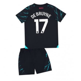 Poceni Otroški Nogometni dresi kompleti Manchester City Tretji 2023-24 Kratek Rokav + Kratke hlače Kevin De Bruyne 17