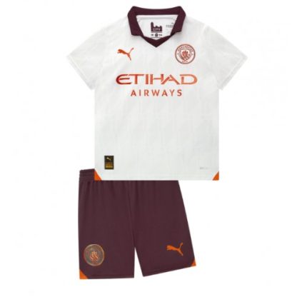 Poceni Otroški Nogometni dresi Manchester City Gostujoči 2023-24 Kratek Rokav + Kratke hlače